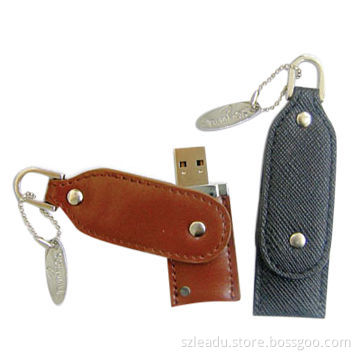 Swivel Twist Leather USB Flash Drive